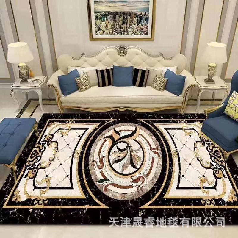Modern Marble Print Area Rug Living Room Sofa Coffee Table Decorative Floor Mat Crystal Velvet Non-Slip Durable Washable