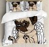Cartoon Pug Dog Comfortable Duvet Quilt Cover Pillowcase Bedding Set Children Bedroom Decoration Home Textile