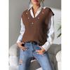 Women's Autumn and Winter V-Neck Simple Beaded Woven Sweater Vest