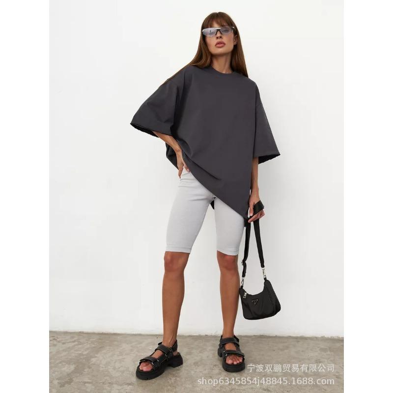 Women's Spring and Summer Solid Colour Short Sleeve Loose T-shirt