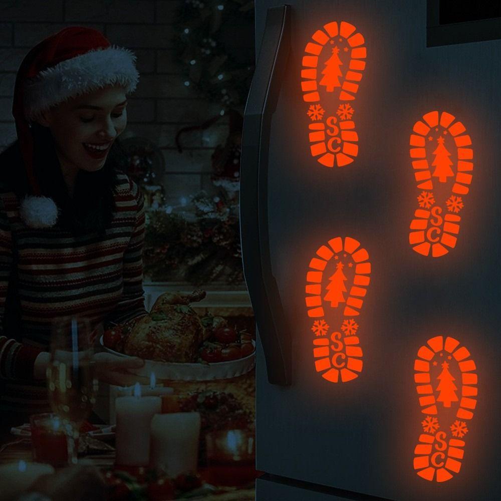 Party Holiday Santa Claus Footprint Sticker Luminous Sticker Floor Decorative Sticker Wall Sticker