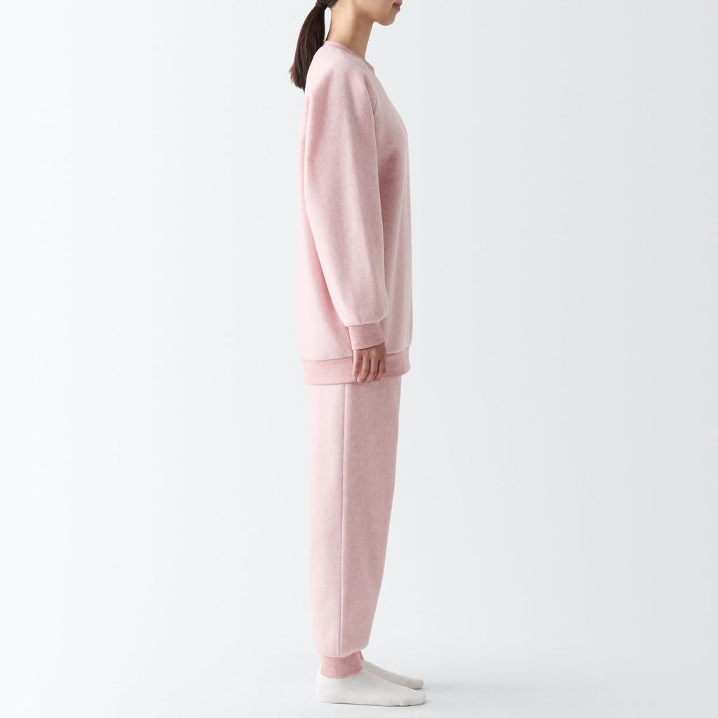MUJI Women's Smooth Fleece Loungewear Set, Light Pink, Size Small, FD1J7A3A