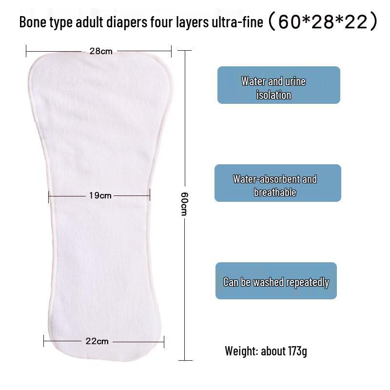 Breathable Portable Washable Adult Cloth Diapers - Absorbent and Comfortable for Seniors