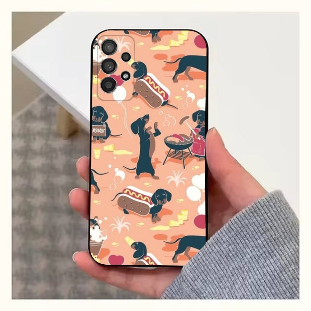 D-Dachshund S-Sausage Dog Case For Samsung S23,S25,S20,S10,S9,S21,S24,S22,Ultra,FE,Plus,Lite,Soft Silicone Black