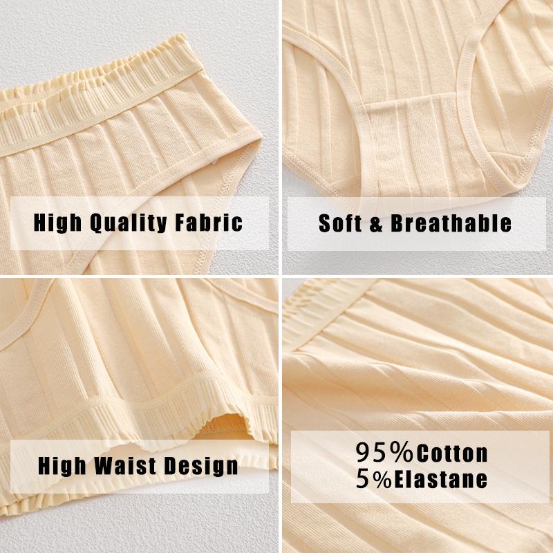 3PCS/SEt Womens Basic Low Waist Underwear Striped Cotton Bikini Panties Breathable Daily Wear Soft Comfort Multi Color Lingerie