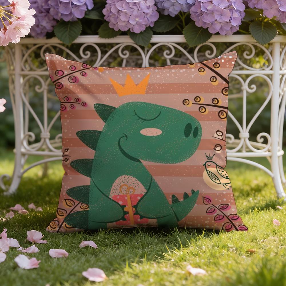 Cute Cartoon Dinosaur Cushion Cover Home & Car Dual-Scene Pillow Cover: Reversible for Premium Comfort