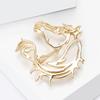 Unisex Hollow Out Horse Brooches Metal Simple Design Animal Pins Classic Style Horse Head Brooches New Year Gift