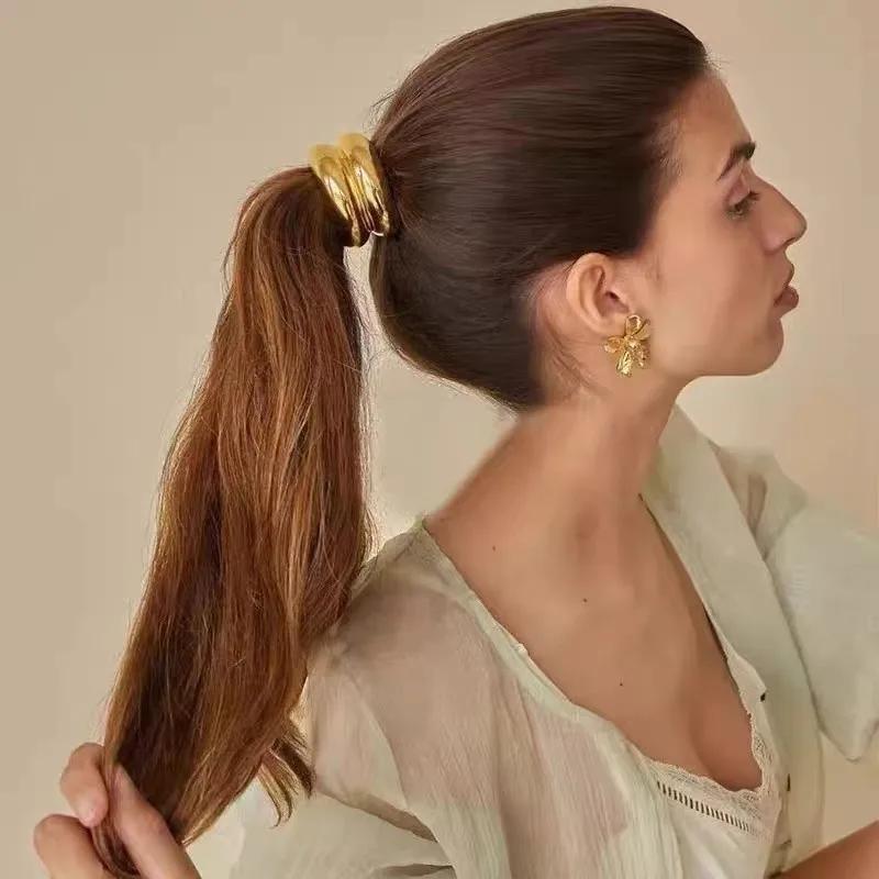 Cool Elegant Temperament Geometric Metal Hair Rope for Woemn Korean Style High Elasticity Does Not Hurt The Hair Scrunchies Fash