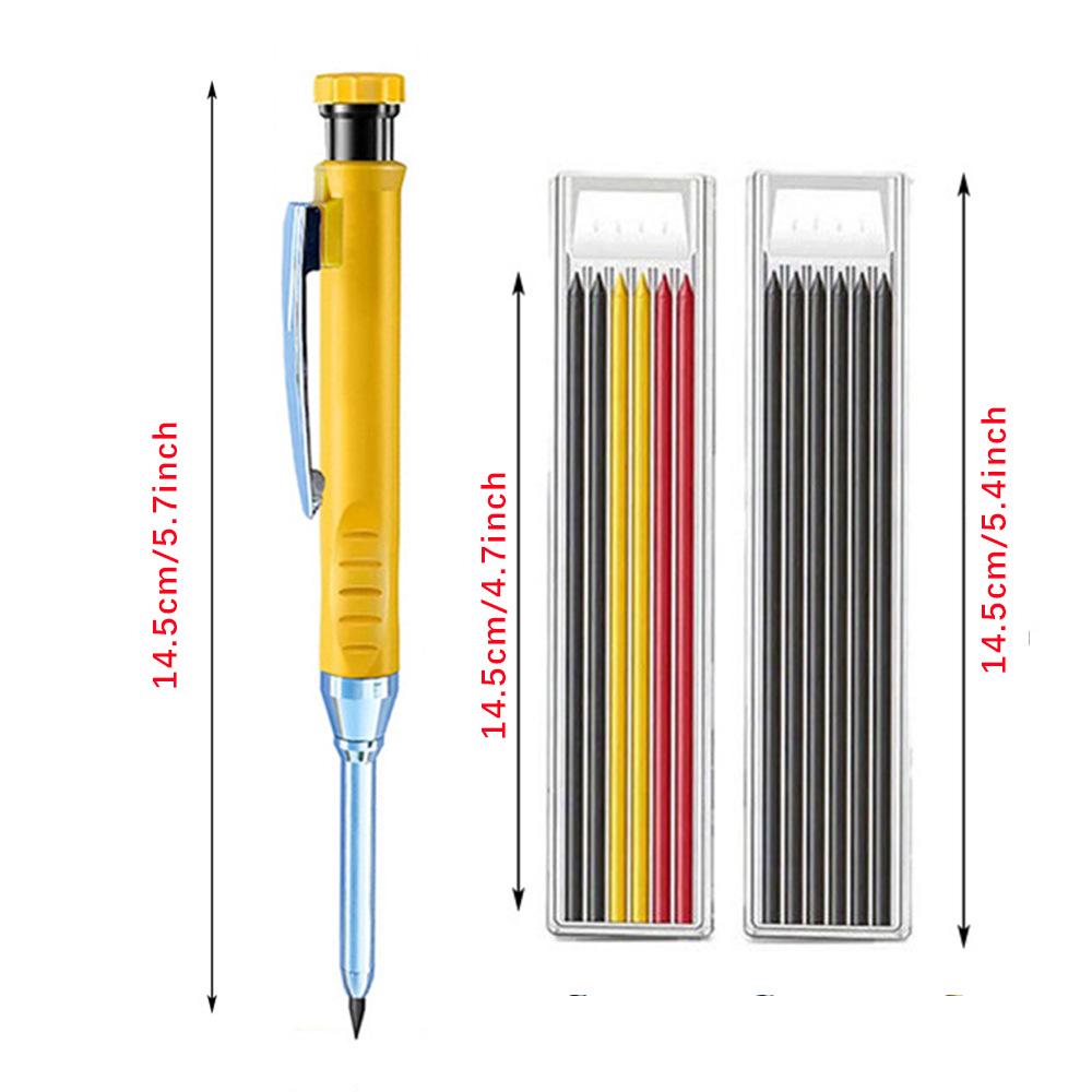 Professional Long-Head Metal Woodworking Pencil with 2.8mm Graphite Lead