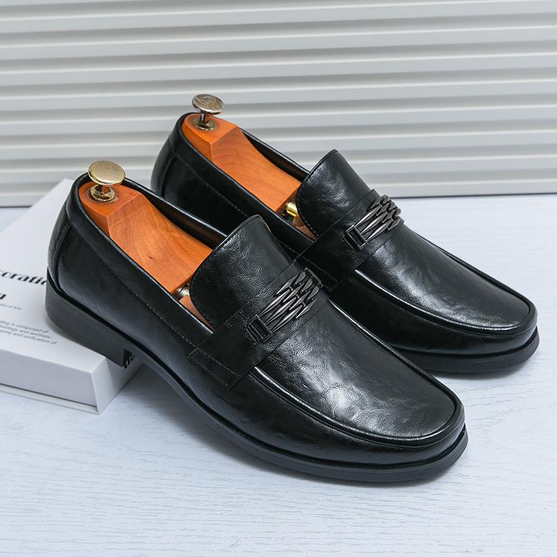 

Летняя повседневная дышащая мужская обувь, увеличивающая рост, корейская версия, тренд, британский стиль, деловой костюм, заостренный нос, одна педаль, мужские кожаные туфли 38