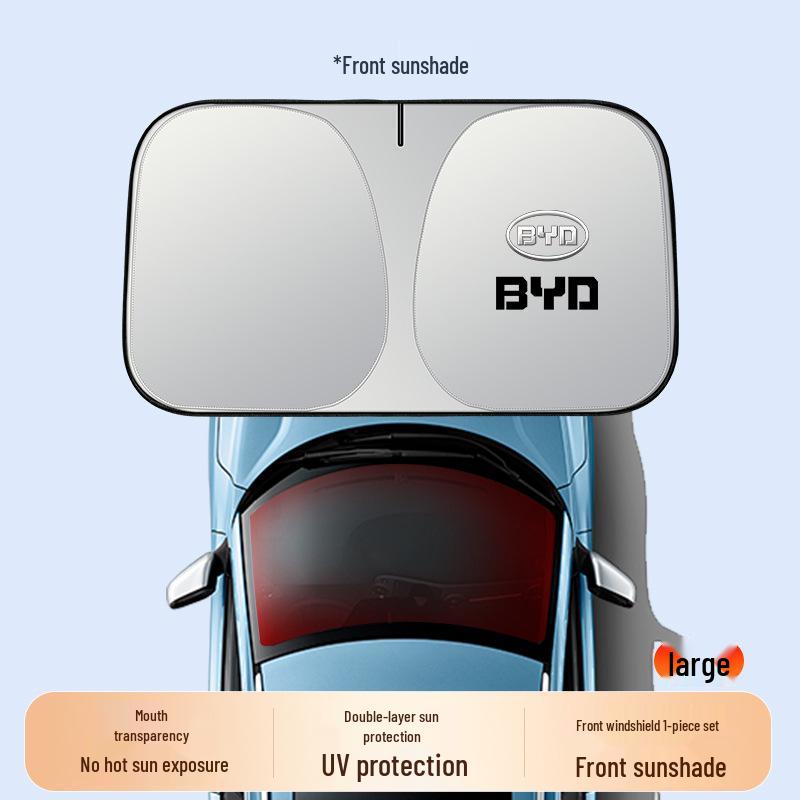 BYD Car Sunshade: Han, Song, Qin, Song Plus DMI, Yuan UP, Dolphin, Seal - Windshield Umbrella for Heat Insulation and Sun Protection.