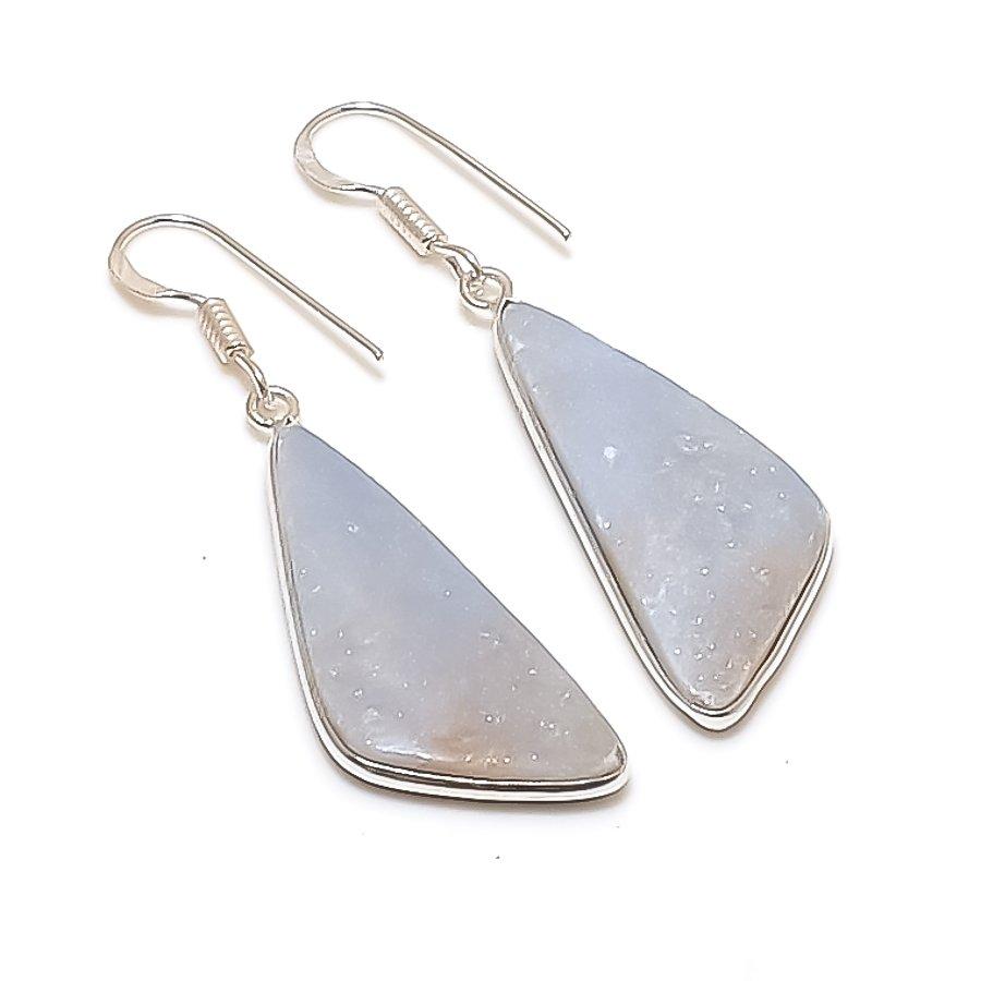 Natural Angelite Stone Gemstone 925 Sterling Silver Jewelry Earring 1.97  AE-12008