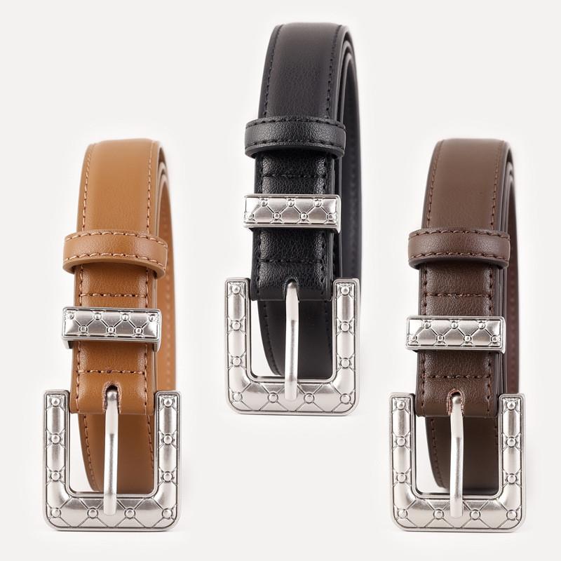 Genuine Leather Belt For Men With Silver Buckle Durable Twoply Cowhide For Casual And Formal Wear