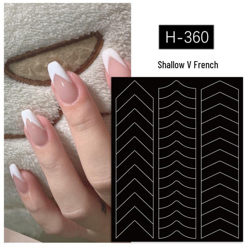 V-Shaped Dual-Purpose French Nail Art Stickers with Hollow Design