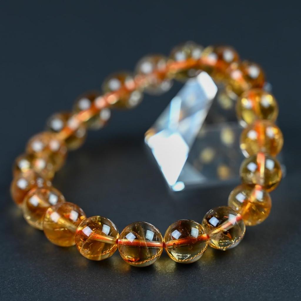 Eigado Citrine 10mm 17cm Inner Natural Power November Birthstone Bracelet, Beads, Diameter, Stone, Stone,