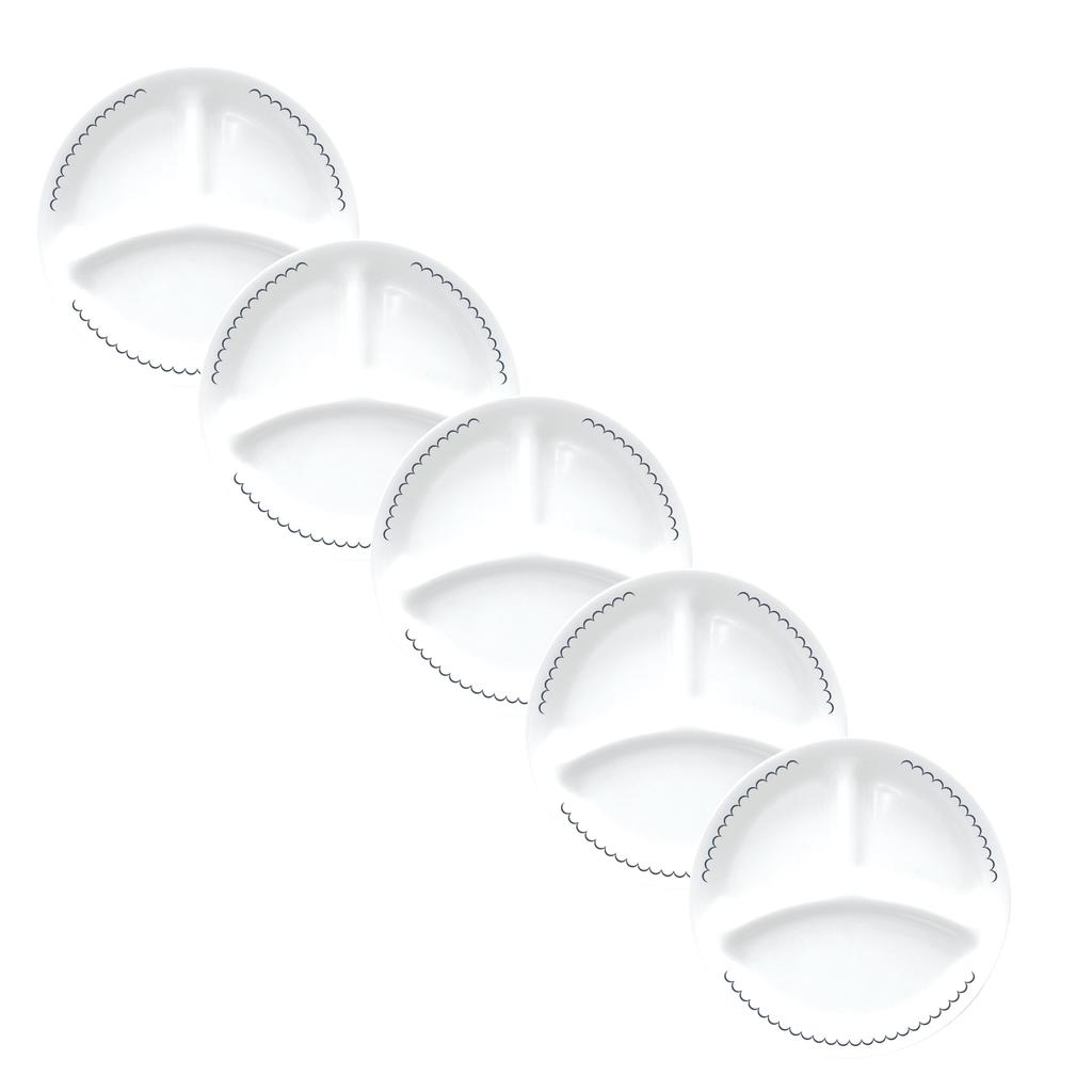 PEARL METAL CORELLE Outer Diameter Caspian Lace Lunch Plates Set of Plates, Dish, 26cm, Shatter-Resistant, Lightweight, (Large) J310-CPL, 5, CP-1961