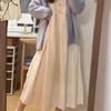 Mori Style Sweet Lazy Wind Cardigan & Hollow Out Mid-Length Dress Set for Women