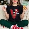 Family Matching Christmas Shirts Santa Alphabet 2026 Funny Xmas Pajamas Party Outfits for Parents Kids Family Vacation Tops Gift