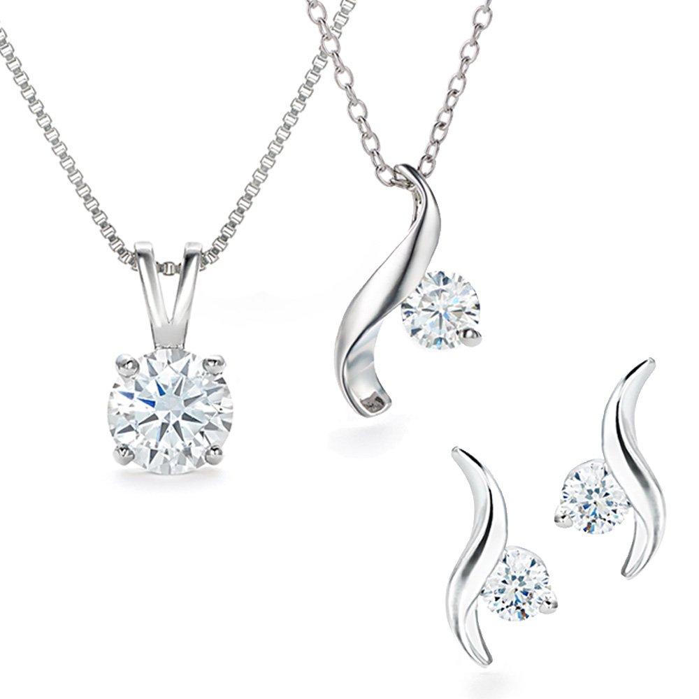 

Gift from New York Necklace Earrings Ladies 3 Piece Set Platinum Finish Single Piece Metal Hypoallergenic Gift Women s