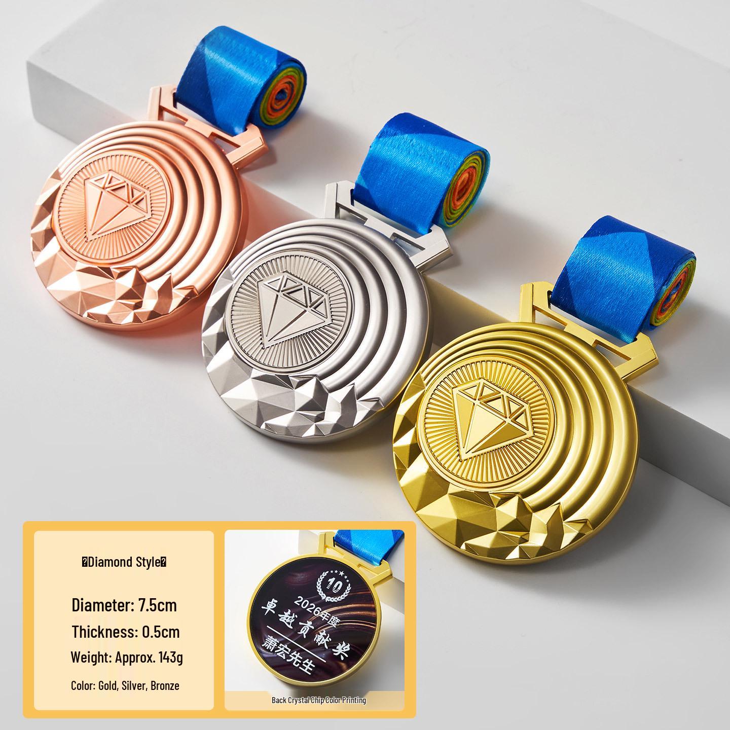 Crystal Medal Hanger for Kids Sports Competitions - Gold