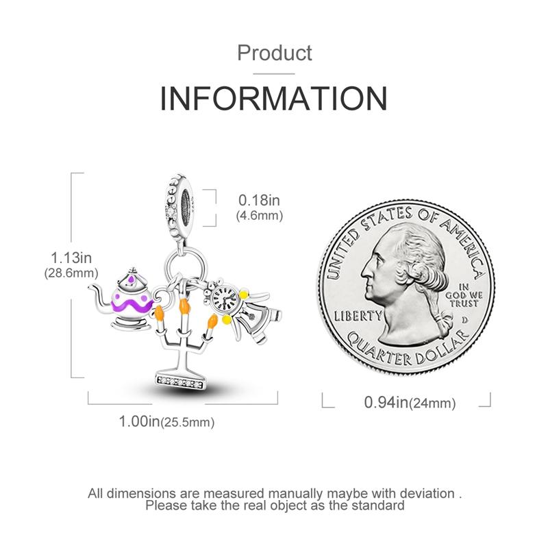 Charms Copper Wishing Pot Candlestick Alarm Clock Pendants Fit Plata Original Bracelet Beads Women Jewellery Making Diy