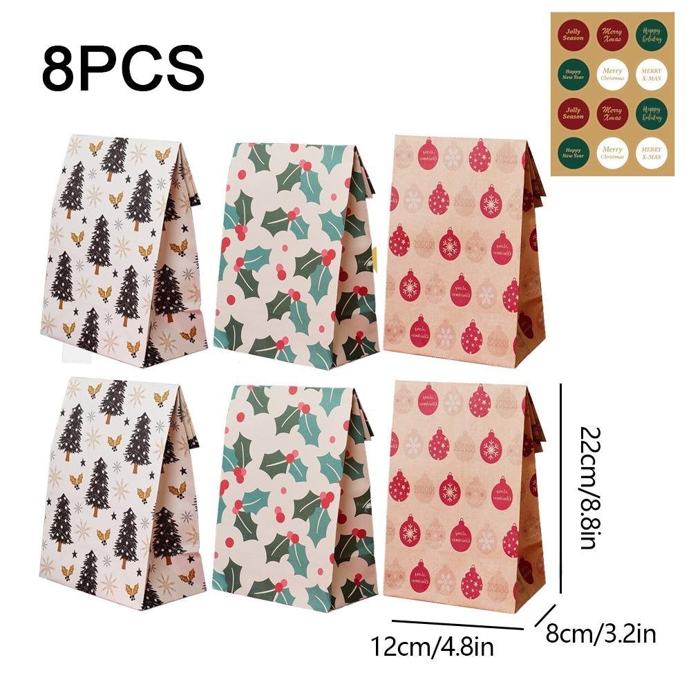 

12pcs Paper Christmas Paper Bag Kids Favors Candy Box New Gift Bags Christmas Style 5