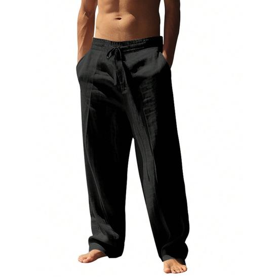 Men Casual Pants Drawstring Waist Pants Loose Fit Straight Leg Summer Trousers for Yoga Holiday Beach