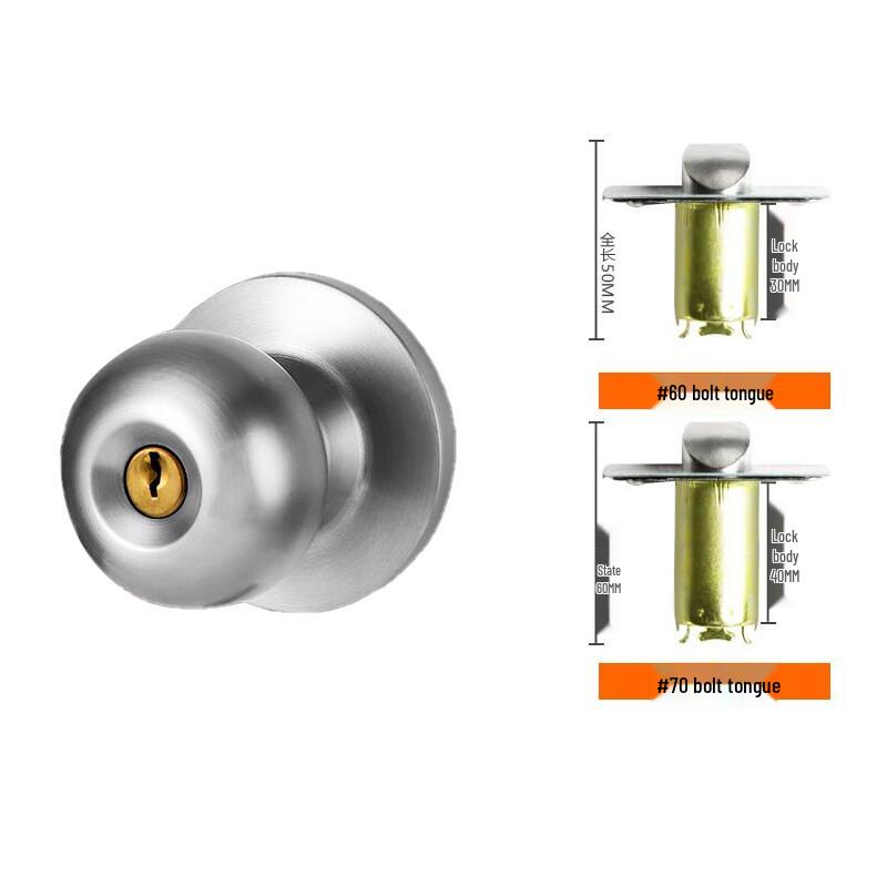 DeWeishi Universal Brushed Stainless Steel Door Knob Lock