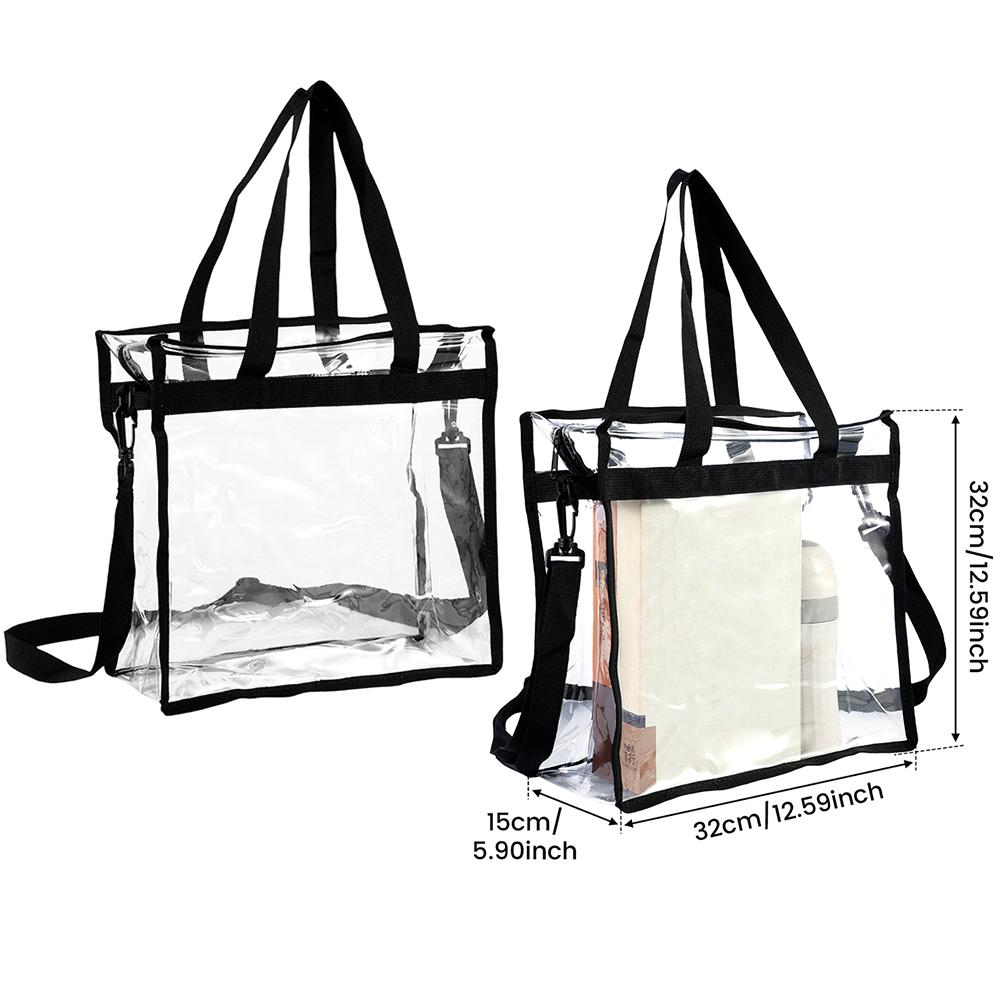 2/4Pcs Large Capacity Clear Tote Bags Multipurpose Clear Lunch Bag with Zipper Flexible Transparent Shoulder Bag for Work School