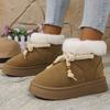 Fashion Thick Bottom Fur Winter Snow Boots Woman Casual Bowknot Non Slip Cotton Padded Shoes Woman Short Plush Platform Ankle Boots