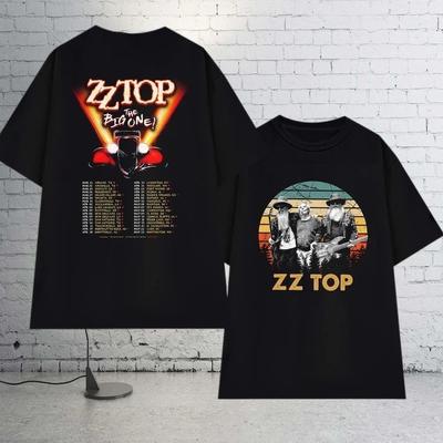 New Hot ZZ Top 2 Sides The Big One Tour Black S To 5XL Concert Shirt SG898