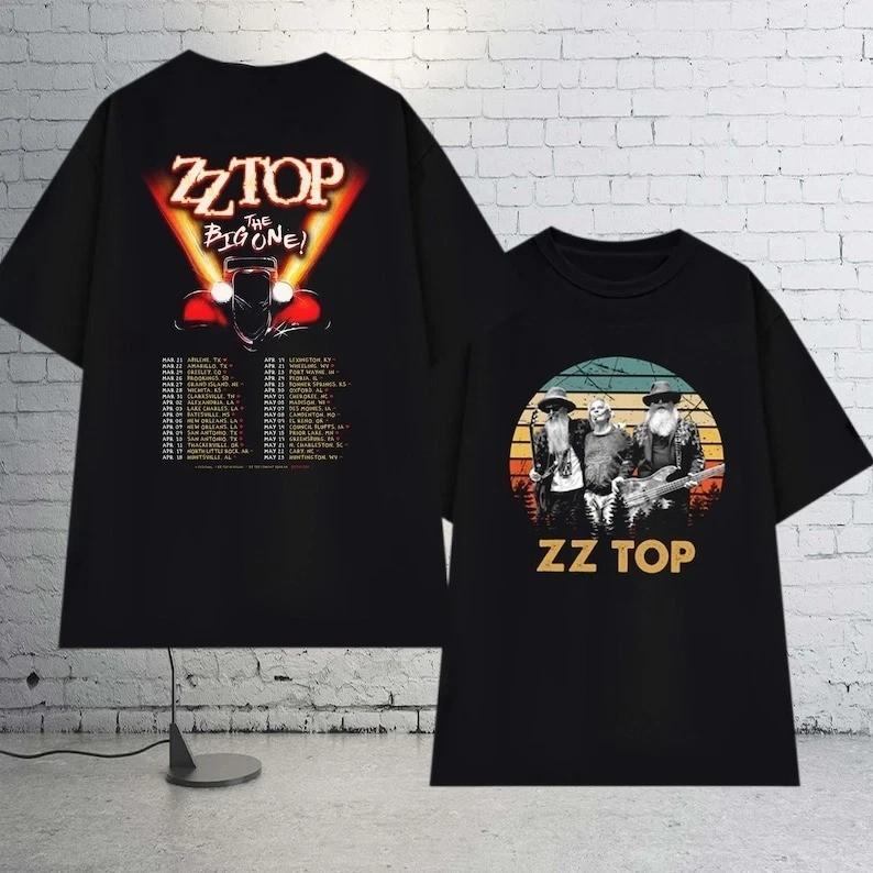 New Hot ZZ Top 2 Sides The Big One Tour Black S to 5XL Concert Shirt SG898 S