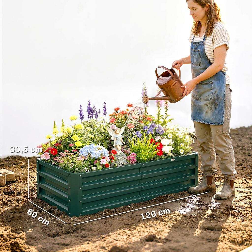 Raised Beds for Garden, Galvanized Outdoor Planters, for Herbs and Vegetables, Use for Patio, Backyard, Balcony, Green