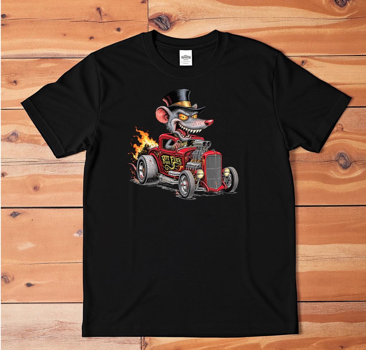 Rat Fink Hot Rod Graphic T-Shirt White Tee Vintage Car Cartoon Art Unisex L