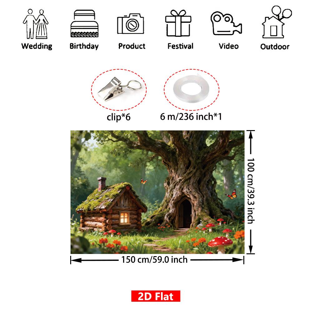 1Pcs Spring Forest Cabin Easter Decoration Decoration Background Nature Backdrop Decorations For Photo Studio Photo Booth Party