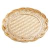 Scalloped Edge Woven Bamboo Tray Round Fruit Snack Serving Tray Bamboo Woven Basket  Fruit Serving
