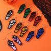 Halloween Retro Acrylic Spider Web & Coffin Bat Earrings