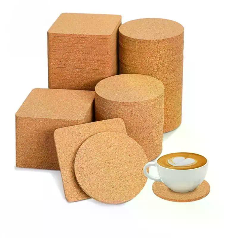 10PCS Cup Mat Natural Round Wooden Pad Durable Non-Slip Cork Coaster Tea Coffee Mug Drinks Holder For Table Decor DIY Tableware