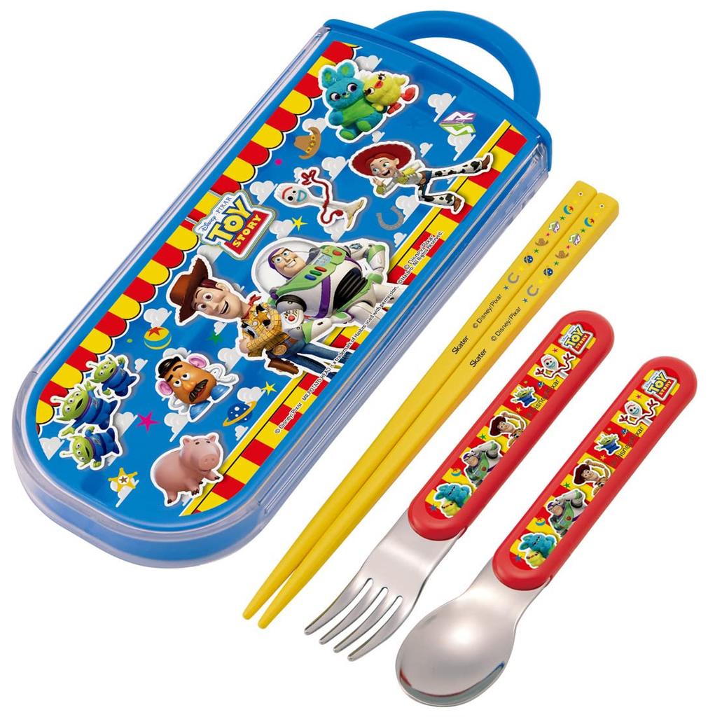 Skater Antibacterial Slide Trio Set Lunch and Fork Disney Toy Story 22 Made In Japan Children's (TACC2AG-A) - Box, Chopsticks, Spoon, - Design, Boys,