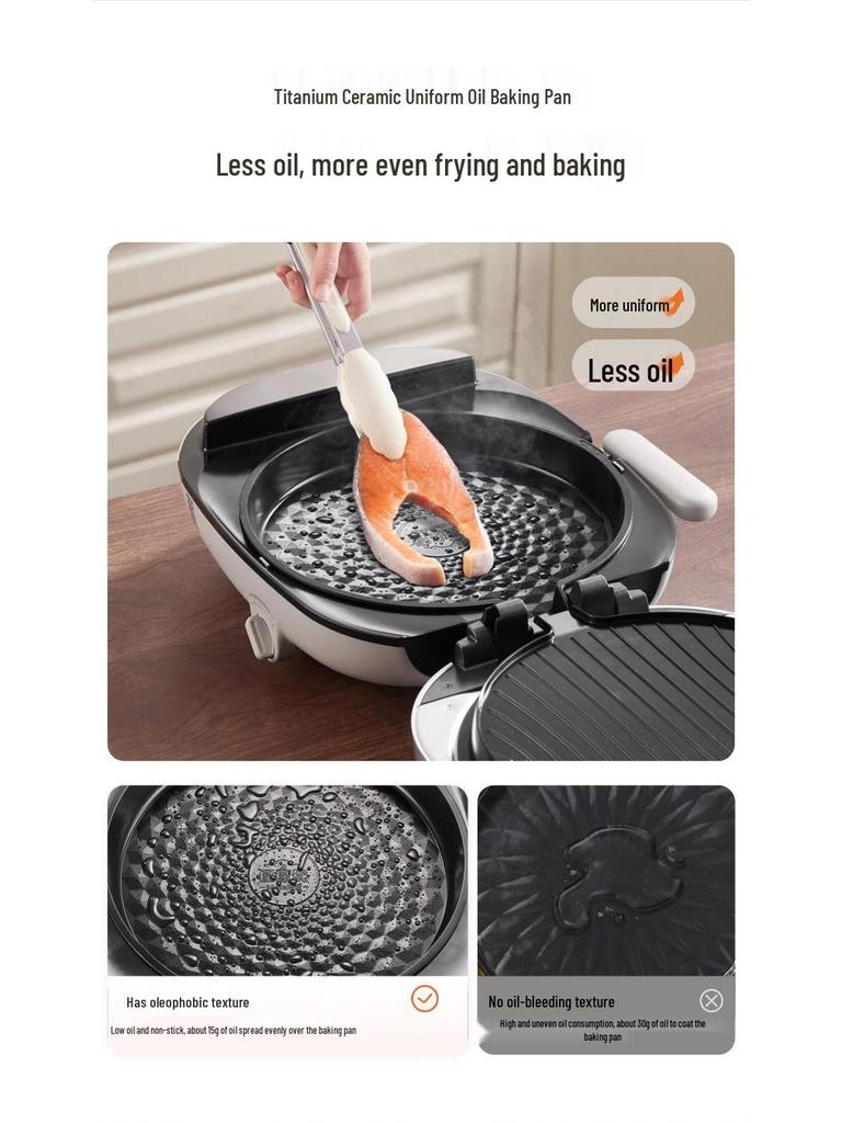 Supor Smart Electric Griddle: Upgrade Large, Liftable, Double-Sided Heating, Removable, Washable, for Pancakes.