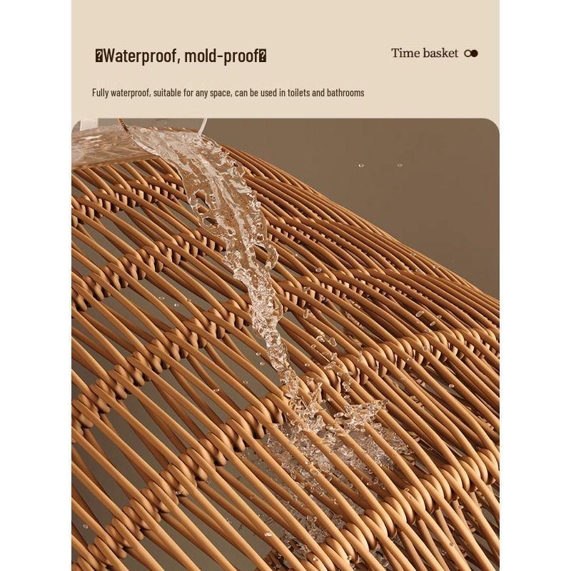 High-Value Waterproof Woven Rattan Laundry Basket for Bedroom and Bathroom