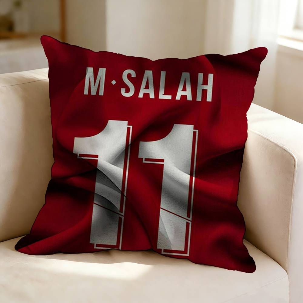 Football player MMohamed Salah Square DoubleSided printed Pillow Case Bedroom Bedside Pillow Sofa Cushion Cover