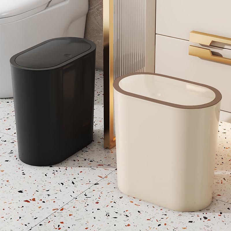 High-Value Stylish Gap-Fit Trash Can with Lid - Large Capacity for Bedroom & Bathroom