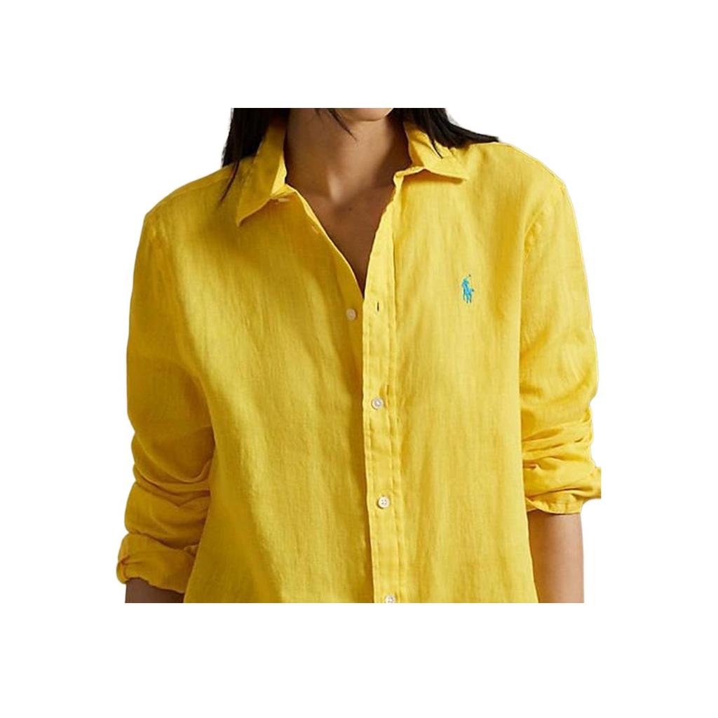 Polo Ralph Lauren Solid Logo Single-Breasted Long Sleeve Shirt Women Shirts Yellow WMPOSHTNDO20757730