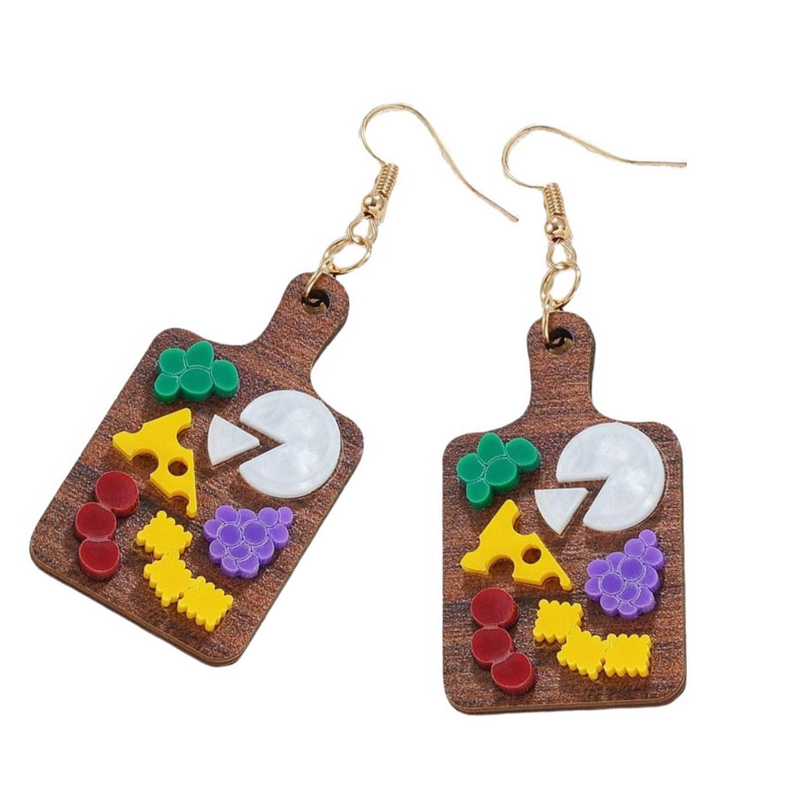 

Уникальные забавные дизайны Фруктовая пицца Сыр Печенье Серьги-гвоздики Модное украшение для повседневной носки и вечеринок