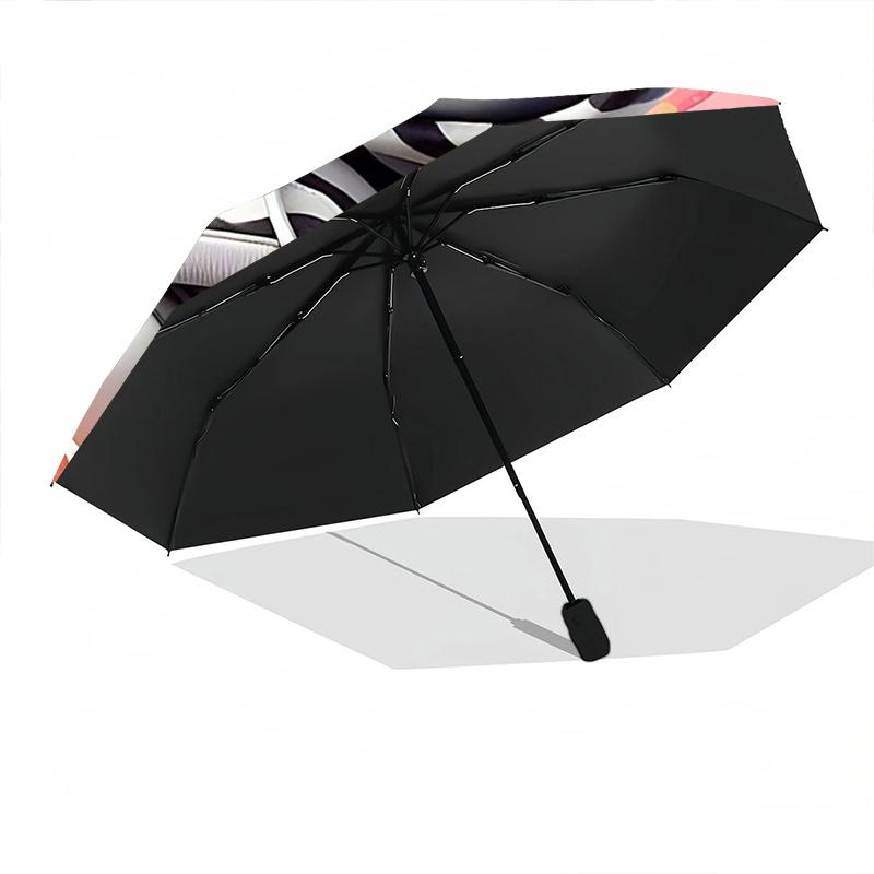 1pc Hello Kitty Zebra Print Hoodie with Automatic Opening Umbrella - Portable Folding Design, 8-Rib Iron Frame Outdoor Umbrella, Ideal Gift for Fans,