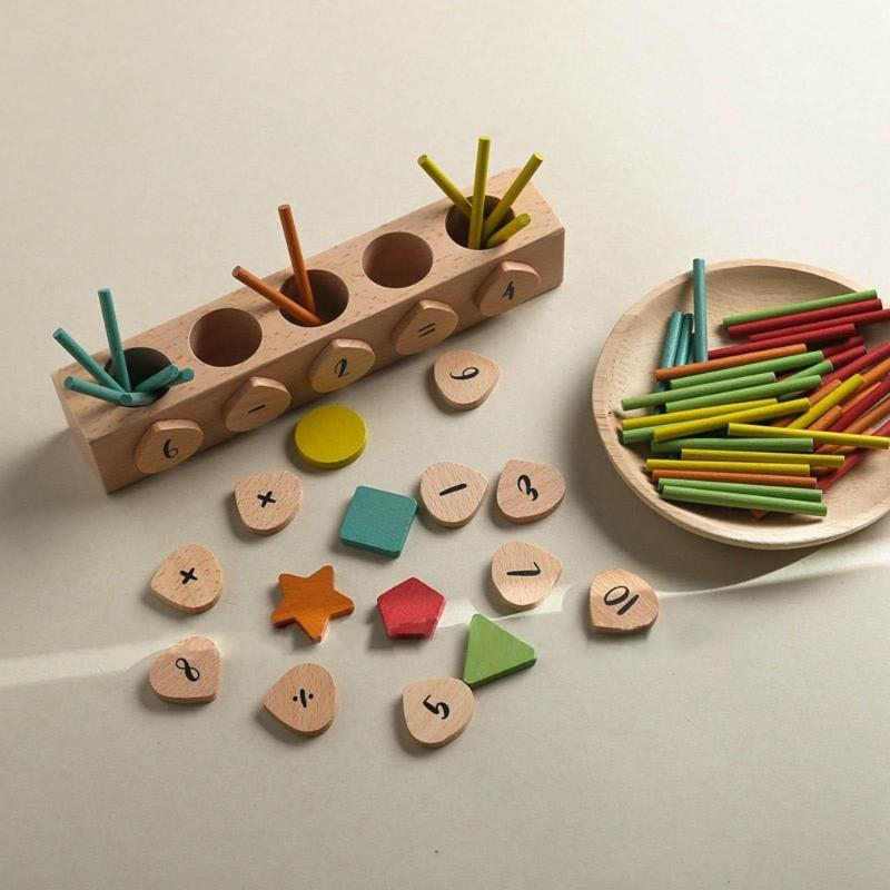 Wooden Math Magnetic Graphic Recognition for Intellgent Improvement Columnar Calculation Number Counting for Kids
