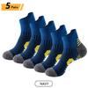 6/5/3 Pairs Men's Athletic Socks Sports Breathable Outdoor Running Compression Socks Cotton Training Long Black Stretch Socks