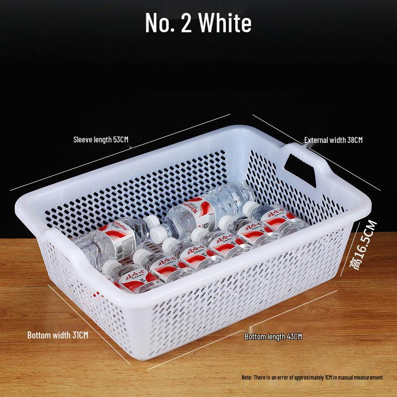 Large White Plastic Rectangular Kitchen Basket for Draining, Washing, and Storage