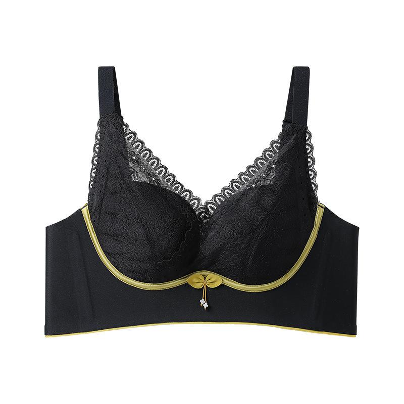 

Нижнее белье женщины собирают маленькую грудь утолщенный верхний поддерживающий сексуальный бюстгальтер регулируемый женский бюстгальтер без стальных колец 85B чёрный